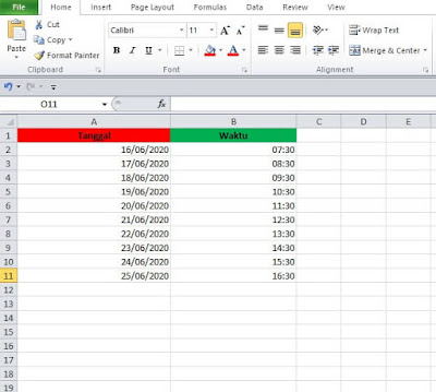 format tanggal di excel