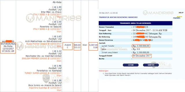 Selamat Kepada KxxBxB MxRJxKx yang sedang beruntung memenangkan Jackpot MIX PARLAY