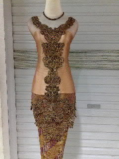 GRIYA KEBAYA  Kebaya  bahan pola glitter cornelly coklat  susu 