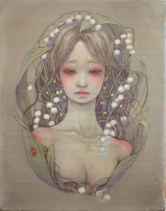 Miho Hirano pinturas mulheres delicadas orientais surreais fantasia triste