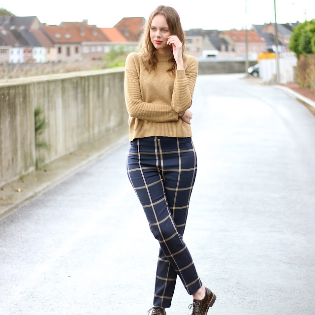 checked trousers fall outfit