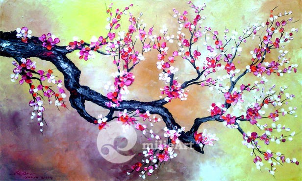 Jual Lukisan Bunga  Sakura  100x60cm MB 070 milieArt 