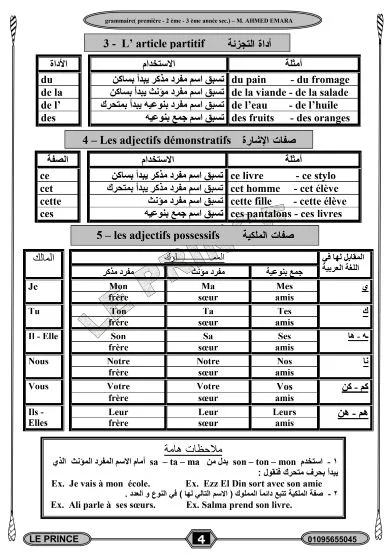 أقوى مذكرة لغة فرنسية للصف الثالث الثانوى 2021