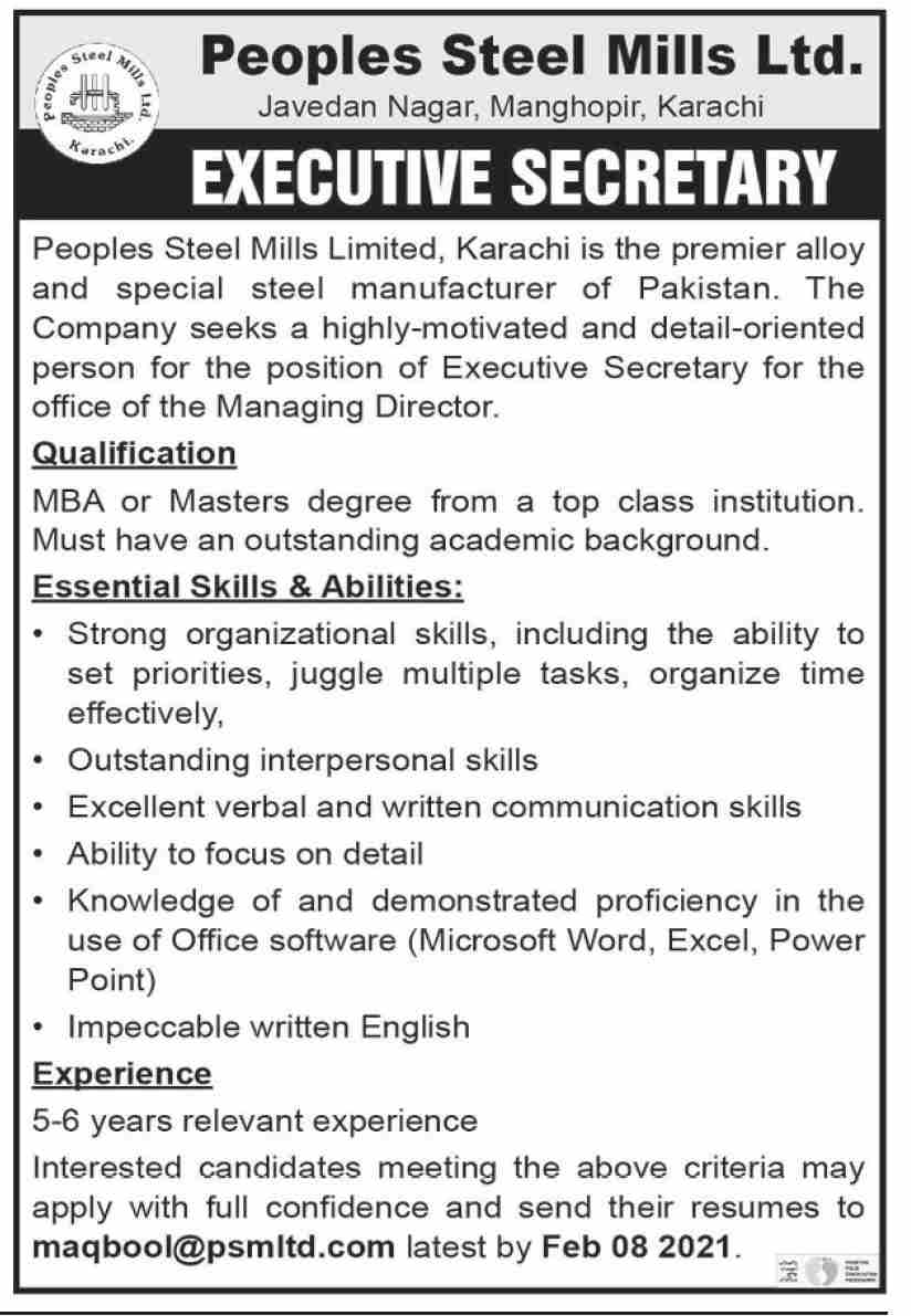 Jobs in Peoples Steel Mills Limited