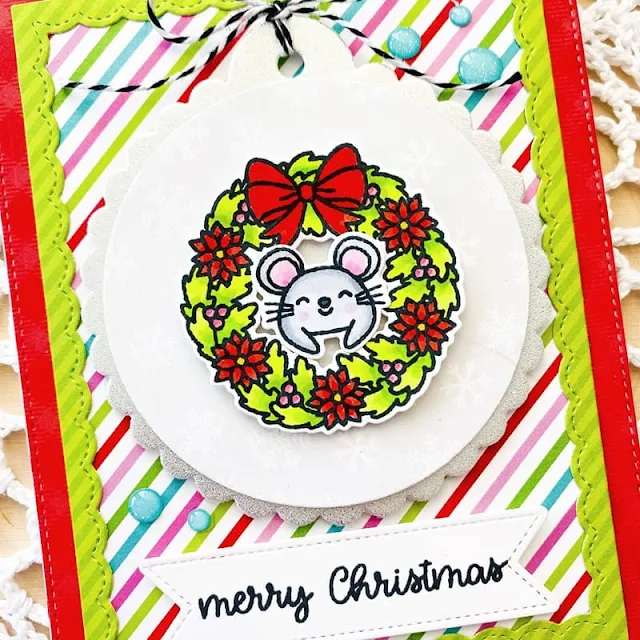 Sunny Studio Stamps: Christmas Critters Scalloped Tag Dies Christmas Card by Stephanie Isom