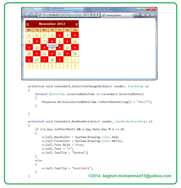 ASP .Net calendar Dayrender