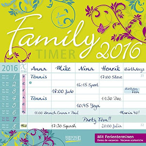 Family Timer - Floral 2016: Broschürenkalender mit Ferienterminen