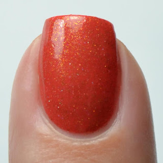 orange nail polish with gold shimmer
