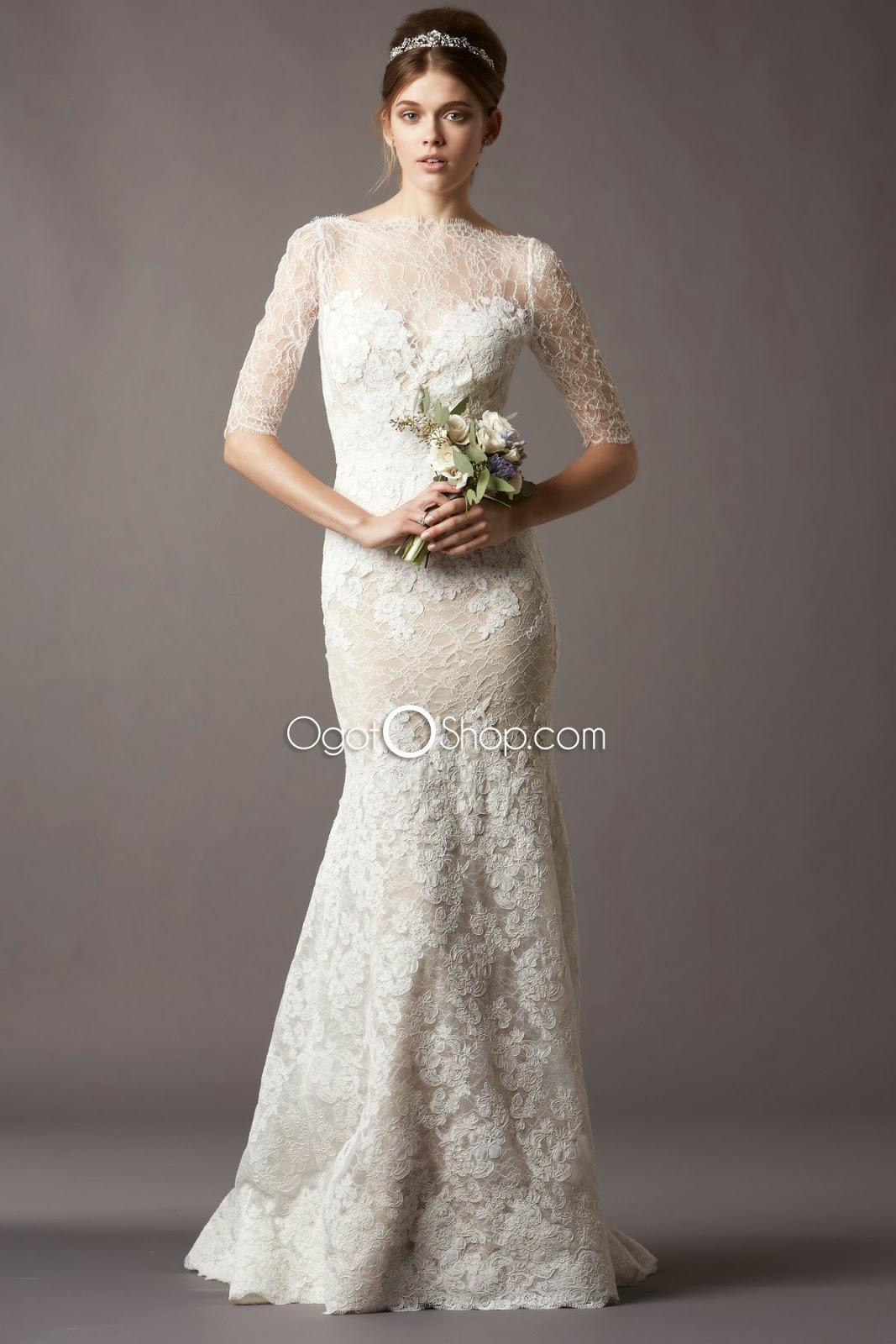 lace wedding dress with sash and sleeves made by meli88a