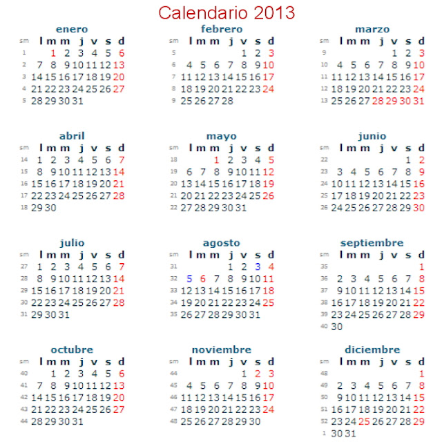 Calendario 2013 gratis  para descargar