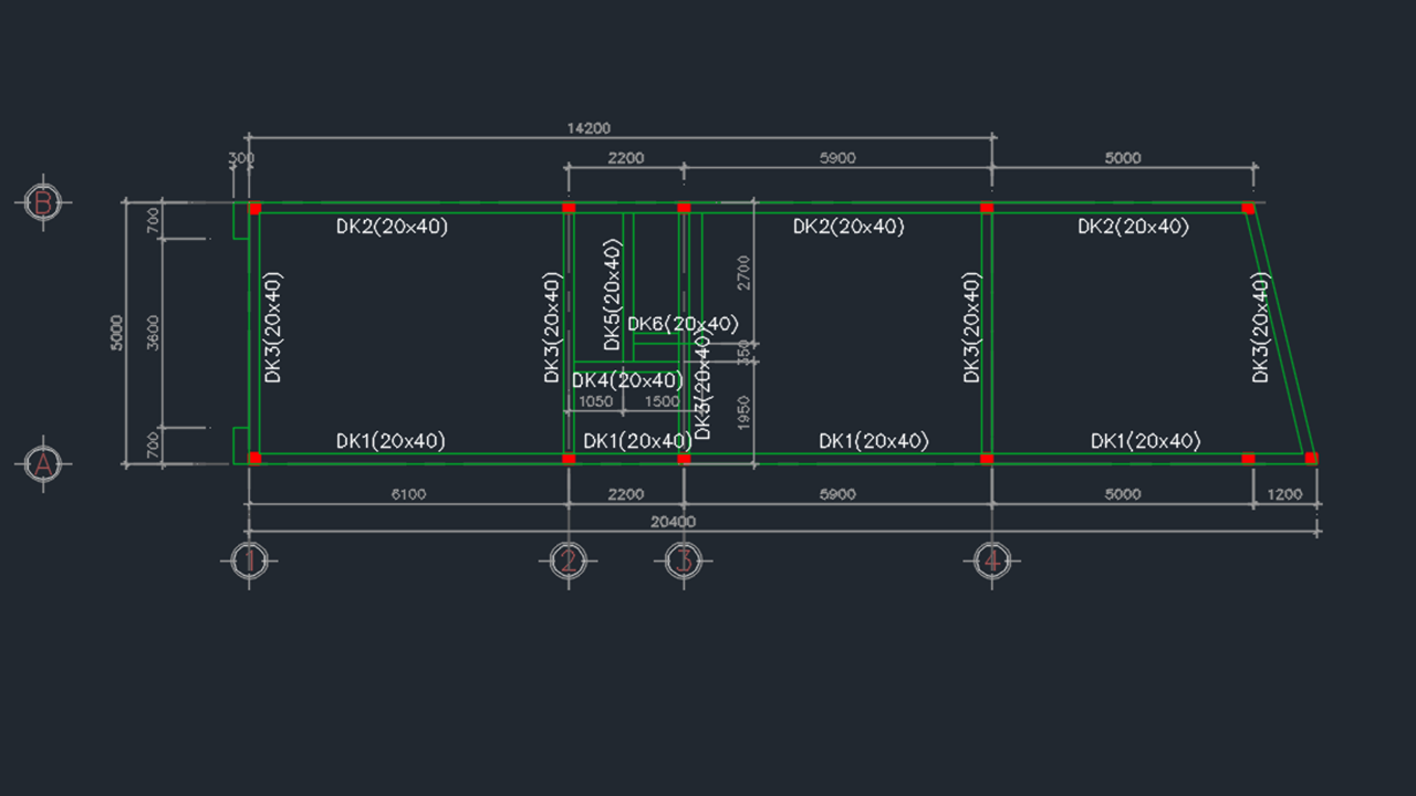 Bản vẽ nhà phố 5x19,2m 3 tầng full file Cad