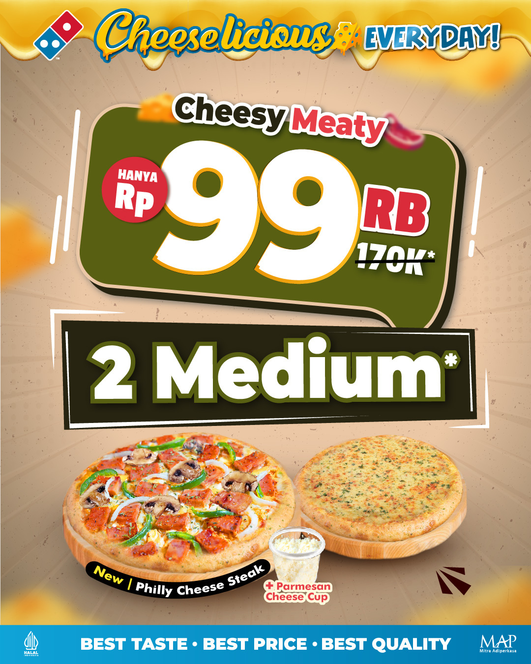 Dominos Pizza Promo Spesial 9.9 – Beli 2 Medium Pizza Hanya Rp 99RIBU