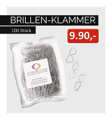 Brillen Klammer - Büroklammer Brille - Werbung für Optiker