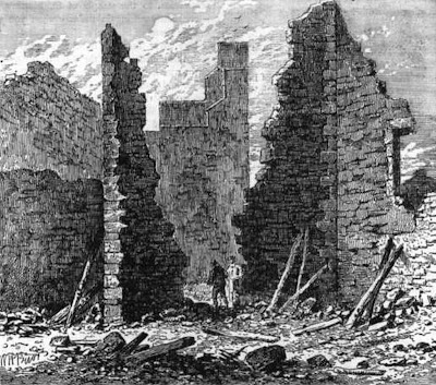 RUINS OF THE BARBICAN ON LUDGATE HILL..Is this a sketch of centuries of abuse and neglect or the aftermath of the severe German bombings of London in this area ?..I DON'T KNOW,SO IT IS UP TO YOU IF YOU ARE INTERESTED IN THE 'TRUTH'