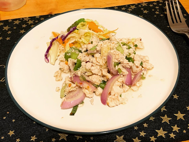 Plate of Thai minced chicken salad
