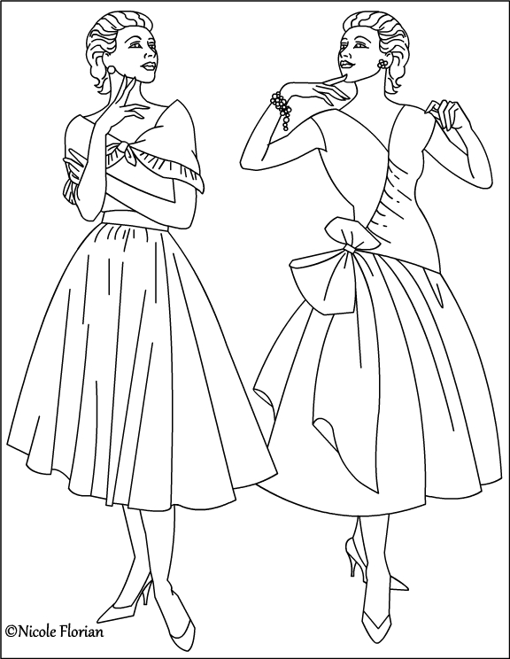 Download Nicole's Free Coloring Pages: Vintage Fashion * Coloring pages