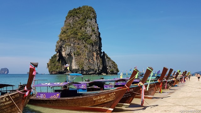 Long-tail boats at Phra Nang Beach, Railay Peninsula, Krabi