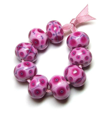 Mostly Magenta Lampwork Glass Beads