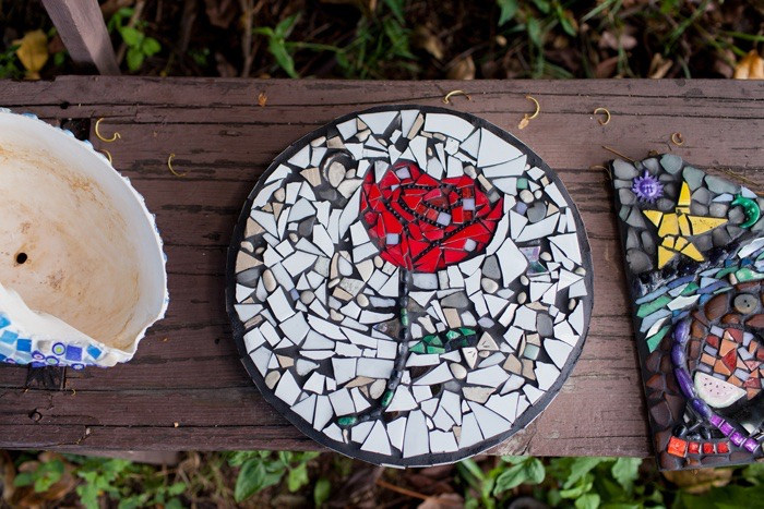 rose garden mosaic tile paver