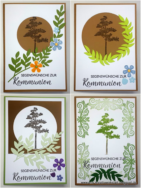 Kommunionkarten mit Baum und Blättern Stampin' Up! www.eris-kreativwerkstatt.blogspot.de