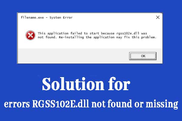 errors RGSS102E.dll not found or missing