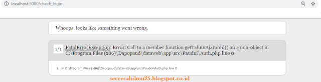 fatao error: excepion: Error: Call to a member funtion get Tahun AjaranId() on a non object in