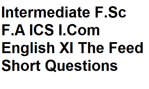 Intermediate F.Sc F.A ICS I.Com English XI The Feed Short Questions