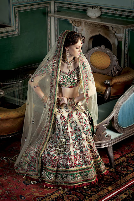 Cream and White Bridal Lehenga Choli