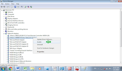 enable/aktifkan WLAN Adpter pada device manager