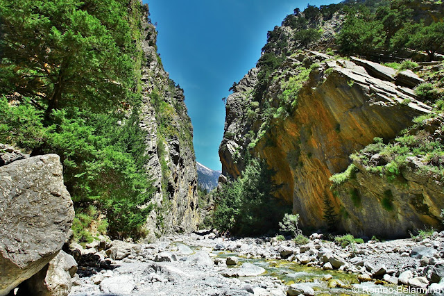 River and Snow Capped Mountain Samaria Gorge Hike Crete Greece