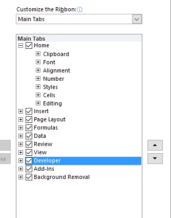 developers tools in excel