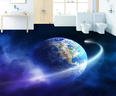 3d floor design ideas for bathroom with earth, double vanities, and dark blue sky