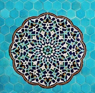 Detail of one of many tiled walls of the Jameh Mosque, Yazd, Iran.