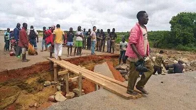 Mariakni-Bamba road washed away immediately after completion. PHOTO | File