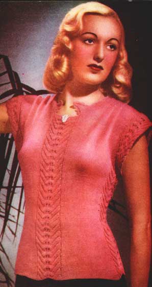 The Vintage Pattern Files: 1940s Free Knitting Pattern - Women's Lace Mimi Pullover