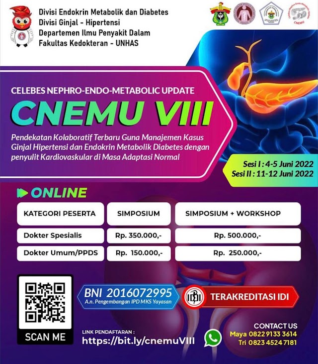 (Simposium dan Workshop Online) CNEMU VI-Pendekatan Kolaboratif Guna Manajemen Kasus Ginjal Hipertensi dan Endokrin Metabolik Diabetes dengan Penyulit Kardiovaskular di Masa Adaptasi Normal 