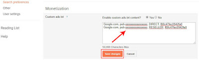 Insert Ads.txt files in Blogger BlogSpot