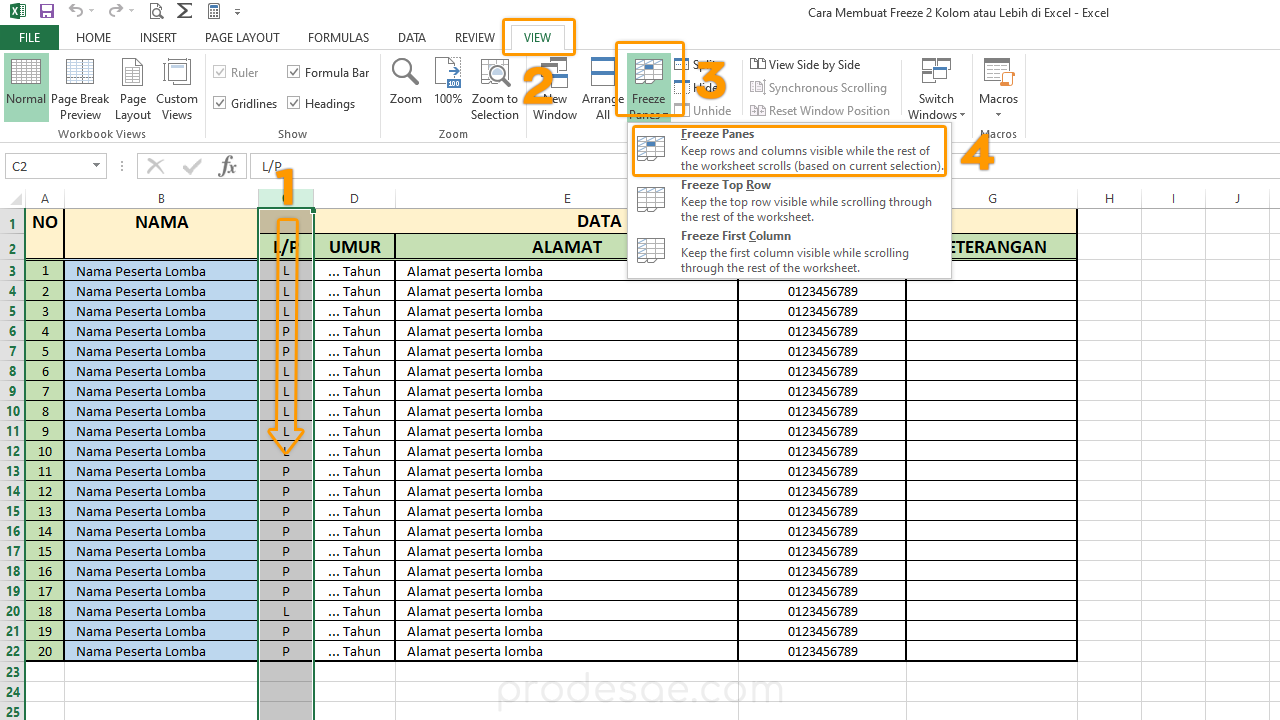 Cara Membekukan Baris, Kolom, Baris dan Kolom Sekaligus di Excel