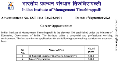 IT Support Engineer - Network and Security and Junior Programmer Electronics ECE CSE IT Engineering Jobs in IIM