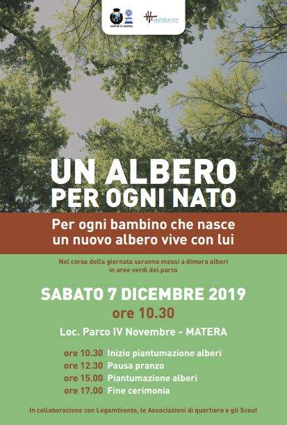 'Un albero per ogni nato', inizia la piantumazione al Parco IV Novembre