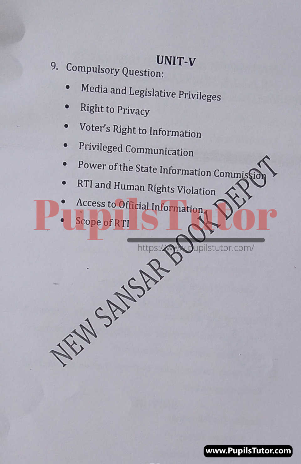 M.D. University LL.B. Right To Information Including Media & The Law Second Semester Important Question Answer And Solution - www.pupilstutor.com (Paper Page Number 2)