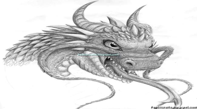 Flying Dragon Pencil Drawing