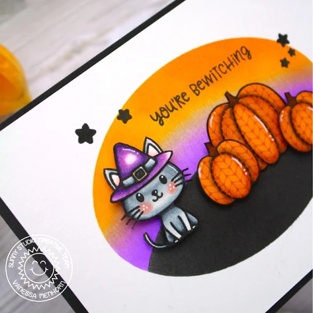 Sunny Studio Stamps: Bewitching Stitched Ovals Dies Halloween Card by Vanessa Menhorn