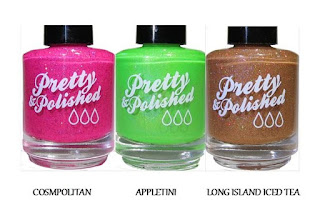 Pretty and Polished Cosmopolitan, appletini, and long island iced tea nail polish press release