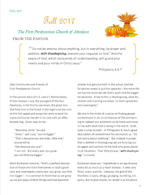  e-Newsletter First Presbyterian Church of Aberdeen Fall 2017