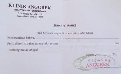 Contoh Surat Keterangan Sakit dari Dokter Contoh Surat Keterangan Sakit dari Dokter untuk Karyawan