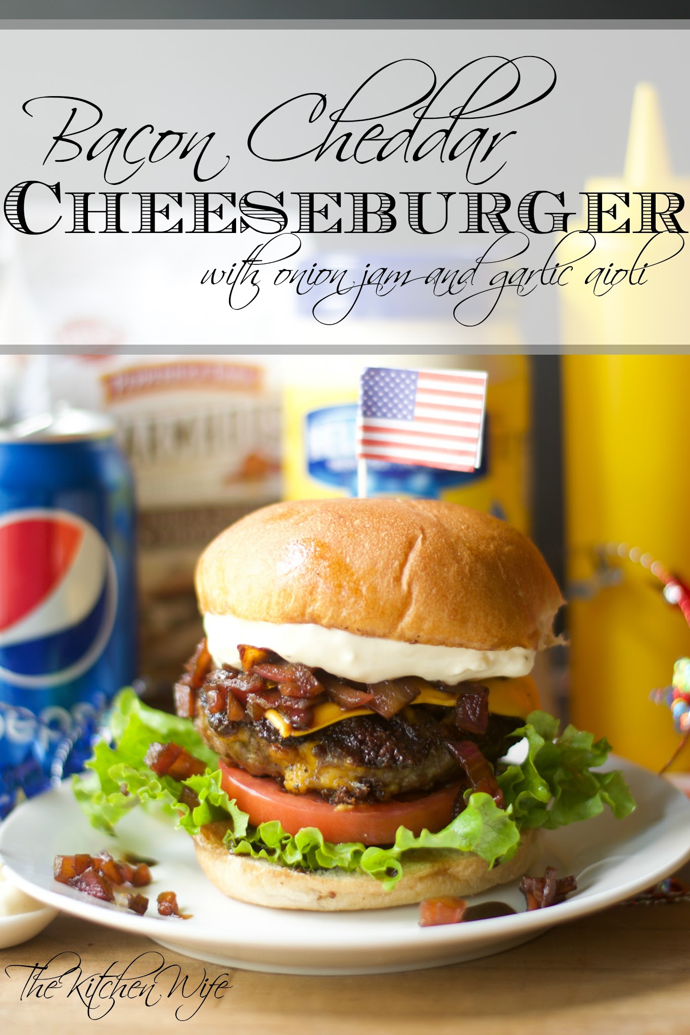 Bacon Cheddar Cheeseburger with Onion Jam and Garlic Aioli Recipe