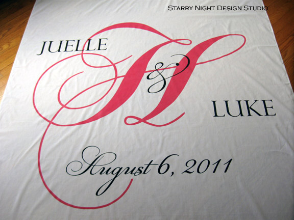  out for Juelle's monogram aisle runner and matching head table cloth