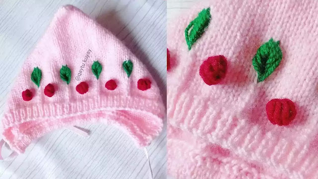 TUTORIAL GRATIS  de Gorro Cerezas a Dos Agujas