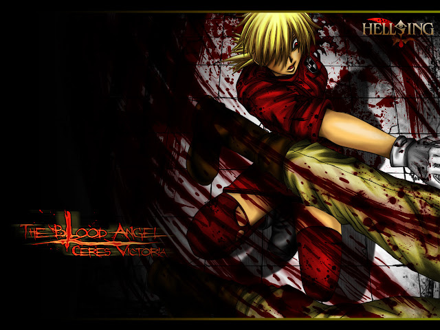   Hellsing  Seras Victoria vampire fighting blood stain blonde hair girl female anime hd wallpaper desktop pc background 0011.'